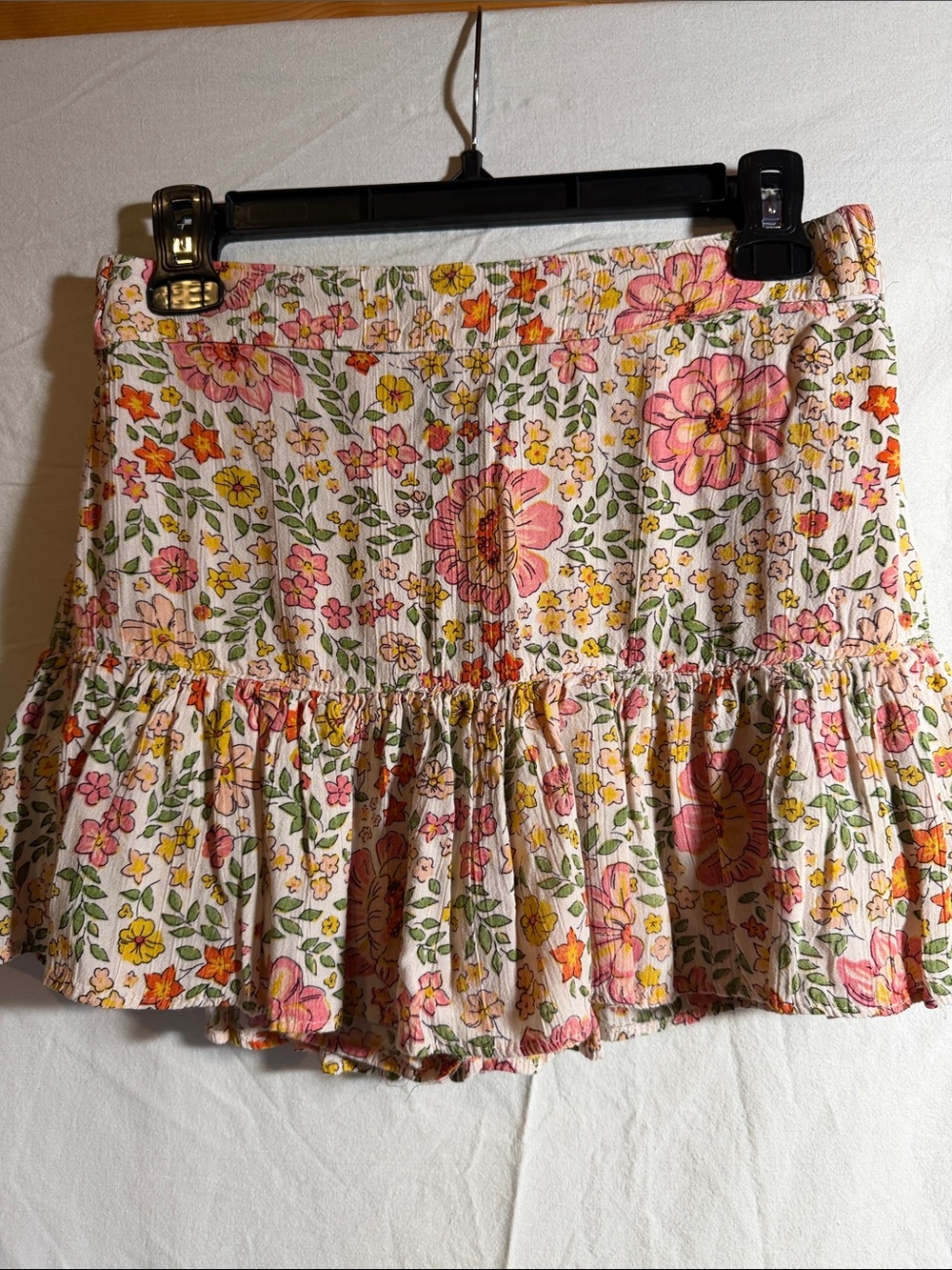 Angie Floral Ruffle Mini Skirt - Pink, Yellow, Green M/S